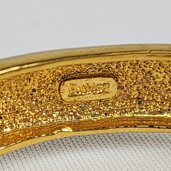 Butler Gold Faux Pearl Rhinestone Hinge Bracelet - Picture 8 of 9